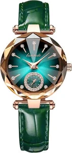 Watch Women Elegant Leather Strap Fashion Analog Creative Diamond Dial Wrist - Picture 1 of 6