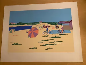 William Lee Holt 1980 Beach Print /125 Signed Cape Cod Silkscreen Bailey’s Beach - Picture 1 of 10