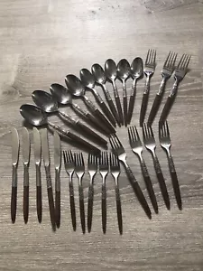 Lot of 26 Pcs Northland Napa Valley Flatware Stainless Faux Wood Handles Japan - Picture 1 of 10