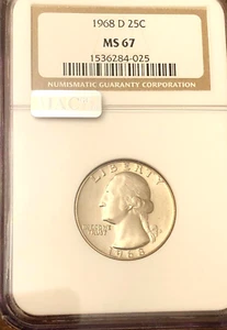 1968-D Washington Quarter MS67 MAC NGC MAC'S STICKER OF APPEAL RARE - Picture 1 of 4
