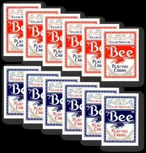 12 X Bee Casino Poker Normal Index (6 X Red / 6 X Blue) Playing Cards Game - Picture 1 of 7