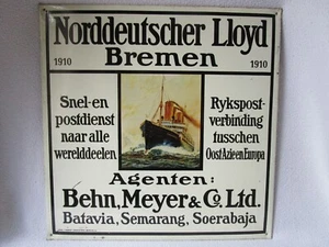 NORDDEUTSCHER LLOYD Bremen altes Blechschild 50er Jahre Schifffahrt Postdienst - Picture 1 of 8