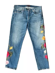 Women’s 7 For All Mankind Jeans Josefina Cropped Floral Festival Boho W32 L24.5 - Picture 1 of 24