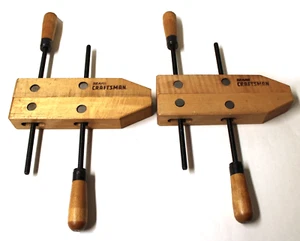 Vintage SEARS Craftsman 10 pollici morsetto parallelo in legno a mascella set di 2 - Foto 1 di 6