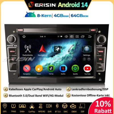 8-Kern DAB+Android 14 Autoradio GPS Opel Corsa D/C Astra H Zafira Meriva Signum - Bild 1 von 4