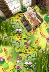 3D Green Pond 73 Floor WallPaper Murals Wall Print Decal AJ WALLPAPER US Carly - Picture 1 of 6