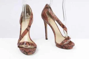 B Brian Atwood Snakeskin Print Leather Platform Heels Size 6.5M - Picture 1 of 6
