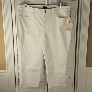 NWT NYDJ Not Your Daughters Jeans Womens Optic White Double Snap Capri Jeans 20W - Picture 1 of 5