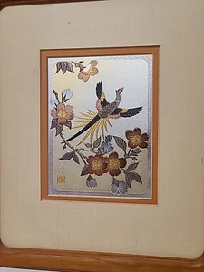 Mariyuki Katsura gravierte Kunst 24 K Intarsien Kupfer x 2 Pfau und Fasan  - Bild 1 von 17