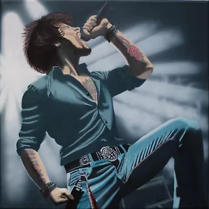 "Billy Belts it Out" männlicher Sänger Original Gemälde - Bild 1 von 3