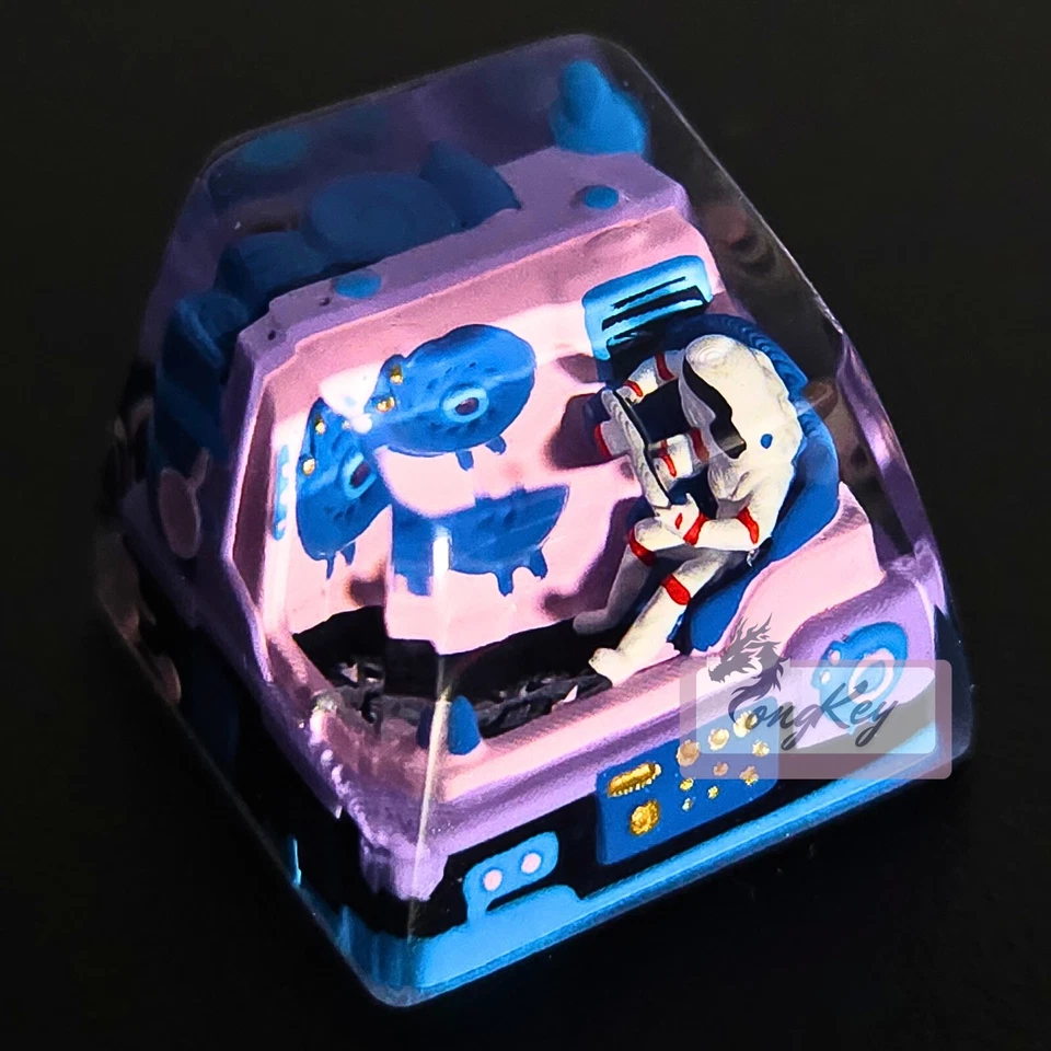 Blush Astronaut - Handpainted Artisan Resin Keycap for Mechanical Keyboard - Image 1 of 3