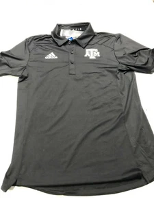 Adidas Texas A & M Men's Small Black Tech Polo Short Sleeve Shirt - Picture 1 of 7