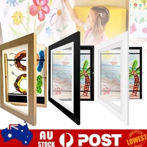 Kids Art Frames Hold 150 Pictures Children Art Projects Wooden Artwork Display - Picture 1 of 12