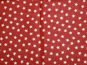 cotton quilting fabric 18" piece small stars red cream americana - Picture 1 of 4