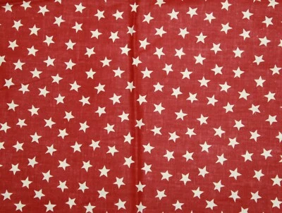 cotton quilting fabric 18" piece small stars red cream americana  - Image 1 of 4