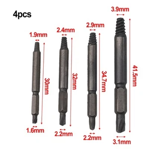 4PCS Mini Screw Easy Out Premium Extractor Broken Damaged Bolt Remover Drill Bit - Picture 1 of 19