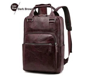 Mochila de cuero para hombre ligera bolsa de trabajo clásica para computadora portátil de negocios ↑ - Imagen 1 de 15