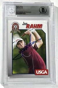 Jon Rahm signed Rookie Card 2015 US Amateur Olympia Fields golf rare beckett coa - Picture 1 of 12