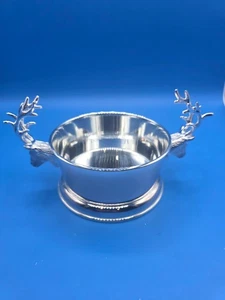 Pottery Barn Silber Hirschkopf Weinflasche Untersetzer Silber RAR Vintage Neuwertig - Bild 1 von 8