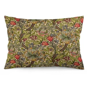 Golden Floral Flower William Morris Throw Pillow Covers 12x20 Inch Aesthetic ... - Picture 1 of 5