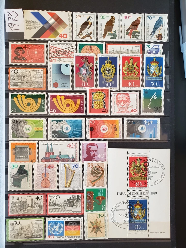 25223-Germany (FRG) Stamps Year 1973 Collection Set, 38 Pcs - MNH & 1 S/S - CTO - Image 1 of 1