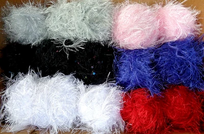 LOT OF ASSORTED COLORS EYELASH STYLE YARN - Image 1 of 4