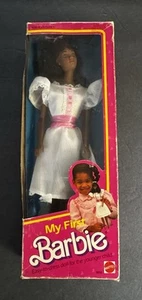 My First Barbie 1984 Mattel Black AA African American White Dress NIB NEU Box - Bild 1 von 6