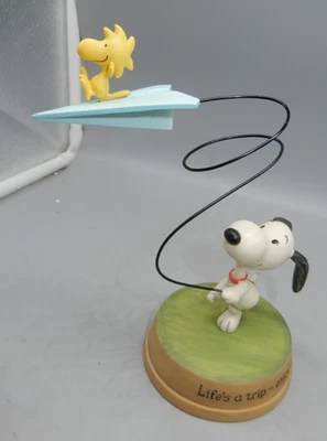 Peanuts LIFE'S A TRIP paper airplane Snoopy Woodstock Hallmark figure - Image 1 of 4