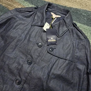 NWT Brooks Brothers Red Fleece Plaid Blue Black Rain Cape Jacket S - Picture 1 of 13
