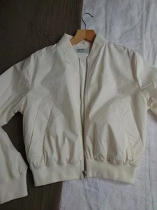 Fred Perry For Margaret Howell Bomber Jacket Fine Cotton Twill Off White Size 10 - Picture 1 of 4