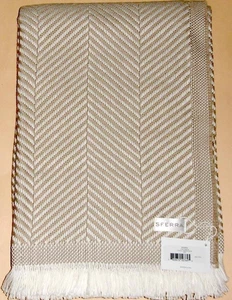 Sferra Costa Cotton Throw Blanket in Fog Herringbone Weave Fringed 50x70" New - Picture 1 of 7