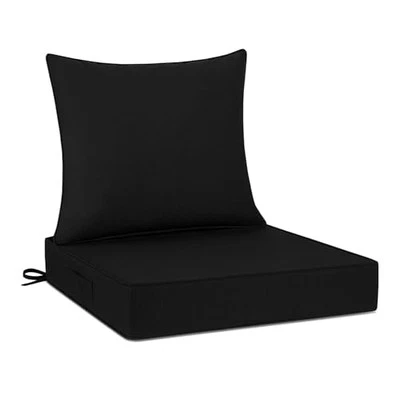 Cojines de exterior 24x24 para muebles de patio, asiento profundo lavable patio negro Foto 1 de 4