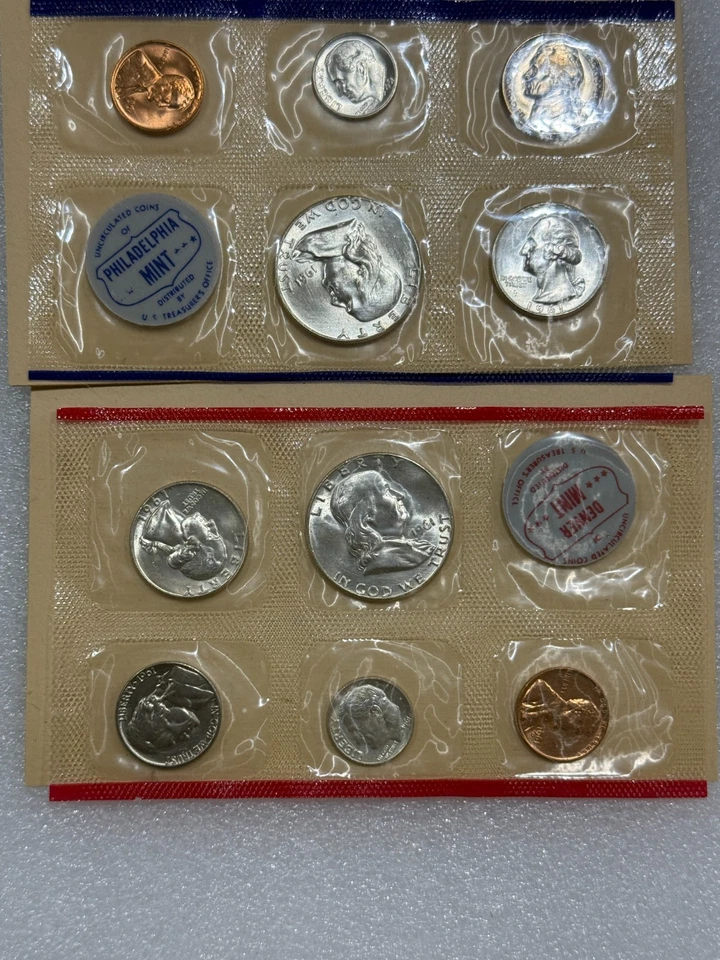 1961 P & D U.S. Mint Uncirculated Set Complete 10-Coin Set Original Envelope 61A - Image 1 of 4
