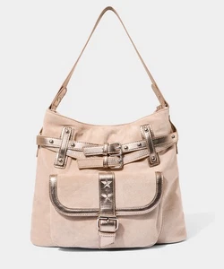 Joe Browns Women's Mixed Metal Studded Buckle Slouchy Shoulder Bag, Beige, One - Picture 1 of 3