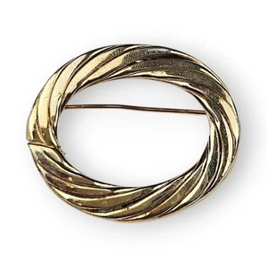 Broche Cuerda Ovalada Vintage Alambre Cuadrado Grueso Chapado en Oro Minimalista 1 3/8" Largo - Imagen 1 de 12