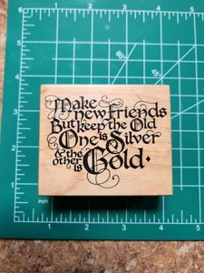 Vintage PSX Stempel Schriftzug - Freundschaft Silber _ Gold Zitat Kamm Schiff B12 - Bild 1 von 6