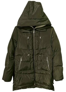 Sam Edelman XS Puffer Jacket Olive Sherpa Lined Hood Down Blend Winter Coa - Bild 1 von 6