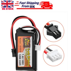 1200mah 7.4v 2s Lipo Battery SM Plug Connector For Rc Car Airplane Helicopter - Picture 1 of 8