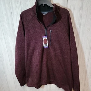 NWT MEN'S 2XL EDDIE BAUER RADIATOR FLEECE 1/4 ZIP PULLOVER - MAROON/RED - Picture 1 of 8