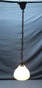 Victorian Hanging Ceiling Light Fixture 8" Scalloped Milk Glass Shade 505-23B - Picture 1 of 12
