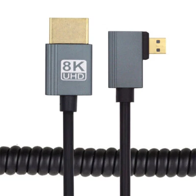 Cablecy 90 Degree Right Angled Micro HDMI 2.1 Male Type-D to HDMI Male 8K - Image 1 of 4