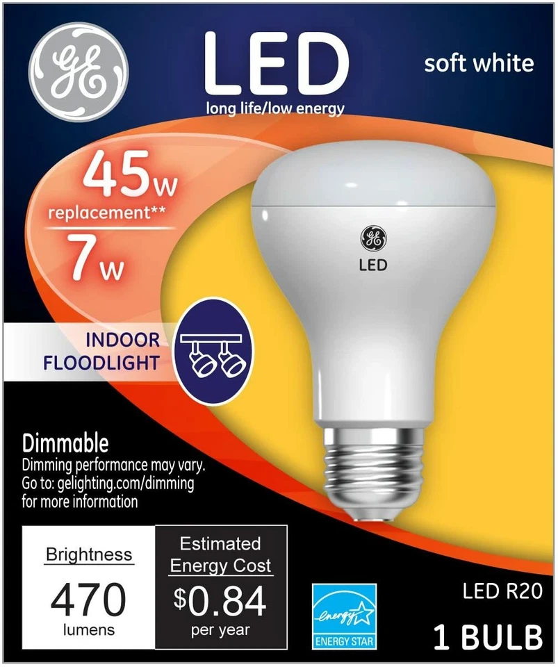 GE Floodlight R20 LED Bulb Daylight 45W Replacement Indoor Light Bulbs - Image 1 of 3