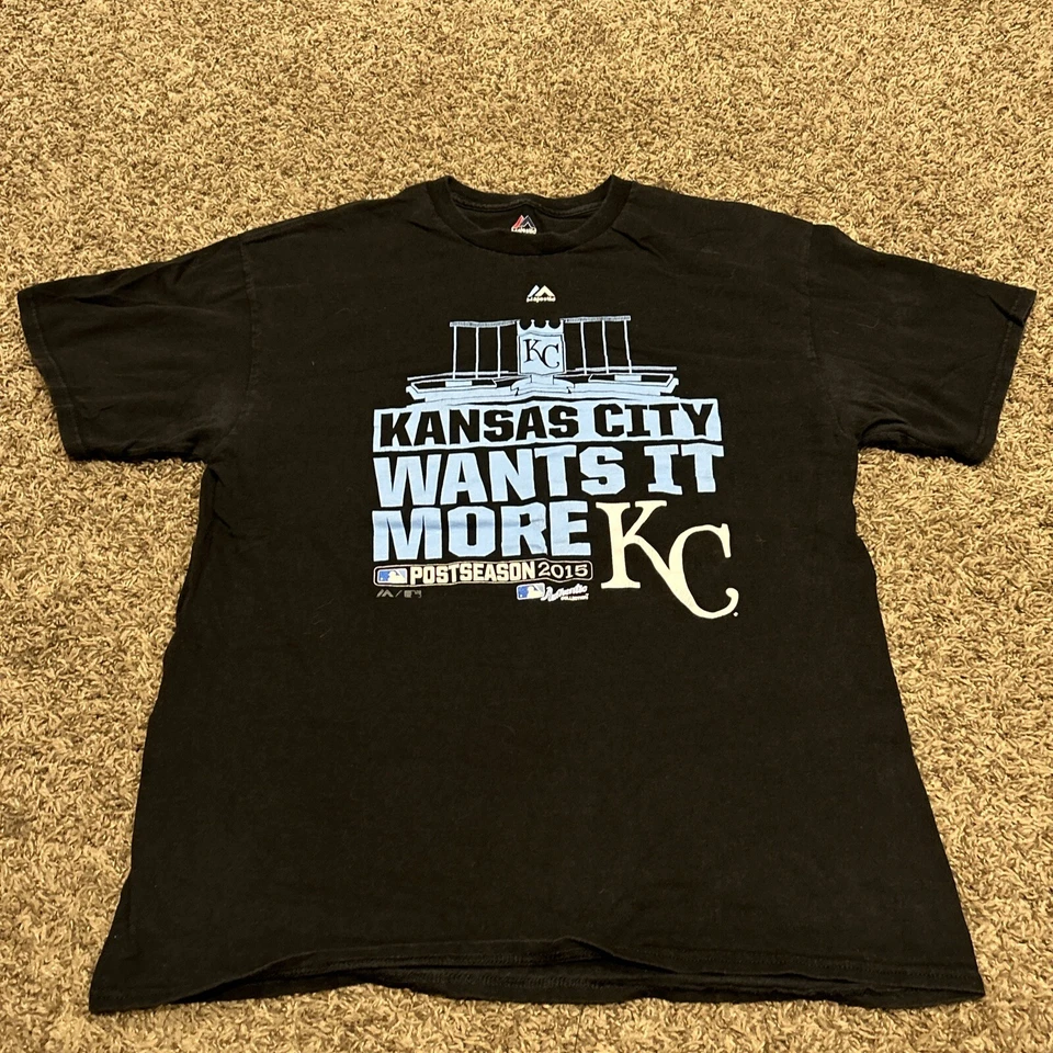 MLB Kansas City Royals 2015 Postseason T Shirt Men’s L Black A41 - Image 1 of 3