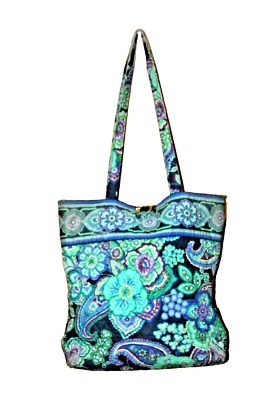 Colorful Artsy Vera Bradley Floral Paisley Tote Hook Clasp Double Strap - Image 1 of 4