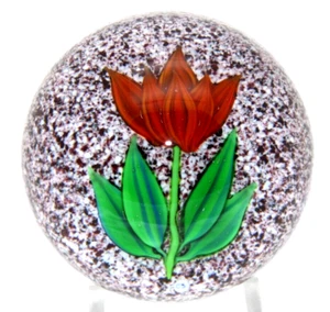 ESCASO Pisapapeles Vintage Carolyn Smith Flor Flor Arte Vidrio - Imagen 1 de 6