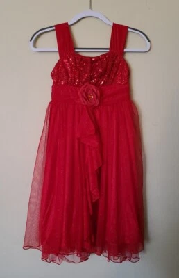 Vestido My Michelle Niñas Jóvenes Vacaciones/Fiesta/Navidad Tul Rojo Lentejuelas Talla 14 Foto 1 de 4