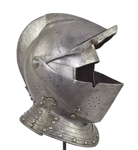 Elmetto medievale vicino pronto per la battaglia calibro 18 bacino cavaliere armatura casco unico - Foto 1 di 5