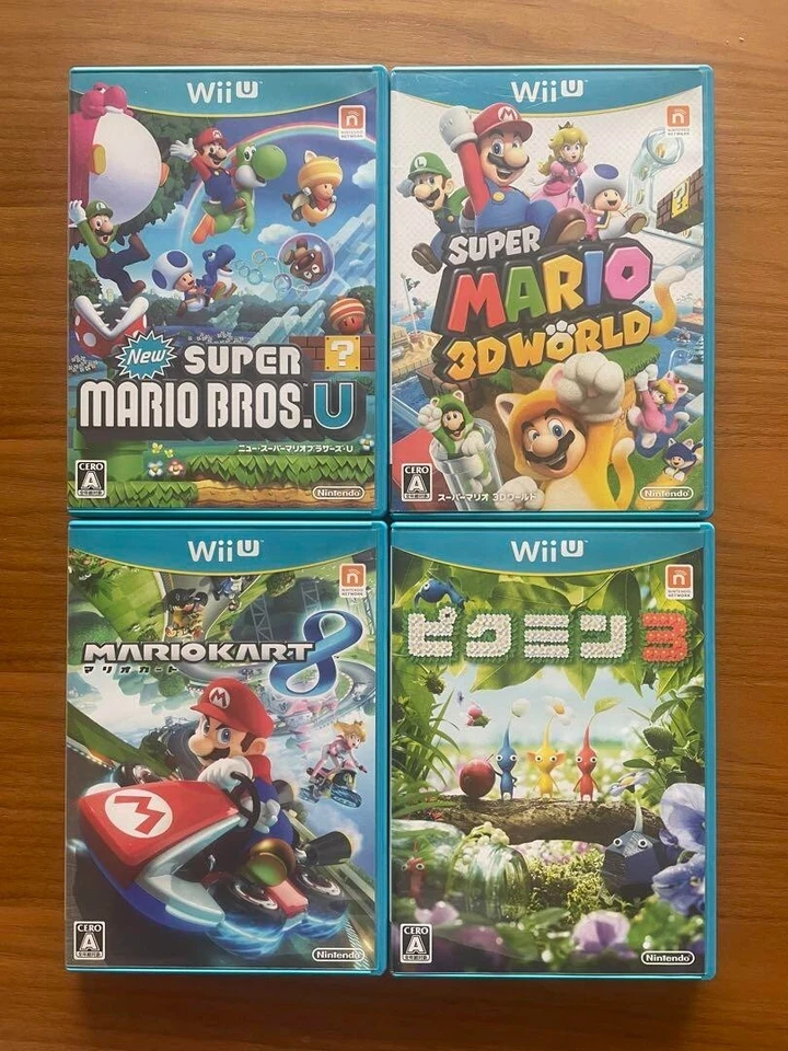 New Super Mario Bros. U & 3D World & Mario Kart 8 & Pikmin 3 set Nintendo Wii U - Image 1 of 4