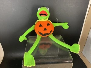 Vintage Nanco Kermit The Frog Muppets Pumpkin Jack Lantern Hanging Plush Stuffed - Picture 1 of 9