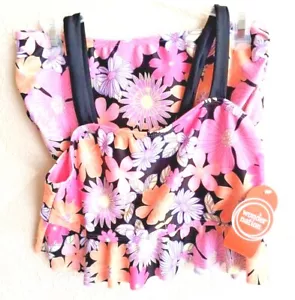 Wonder Nation Pink Orange Blumendruck Rüschen Tankini 2-teilig Badeanzug 5K6 - Bild 1 von 10